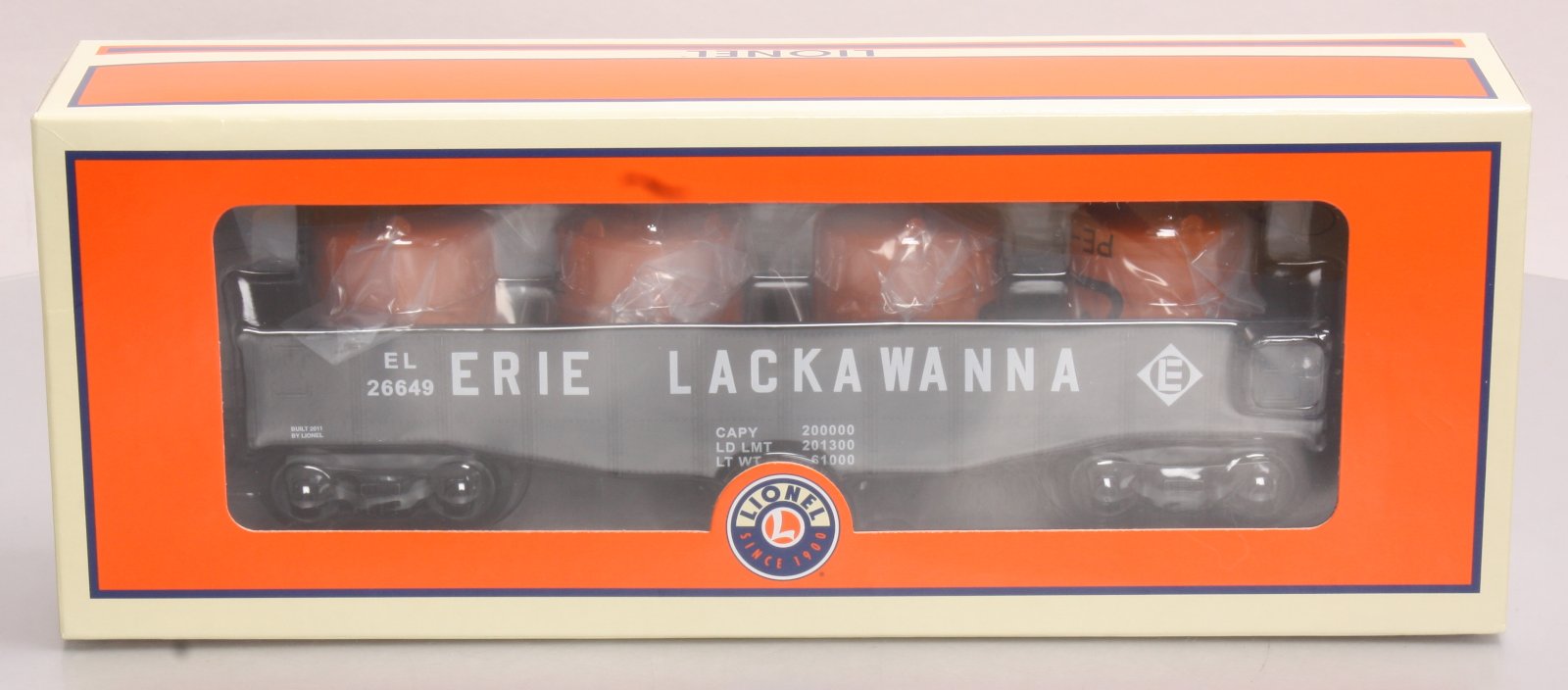 Lionel 6-26649 O Gauge Erie Lackawanna Gondola #26649 w/ Canisters