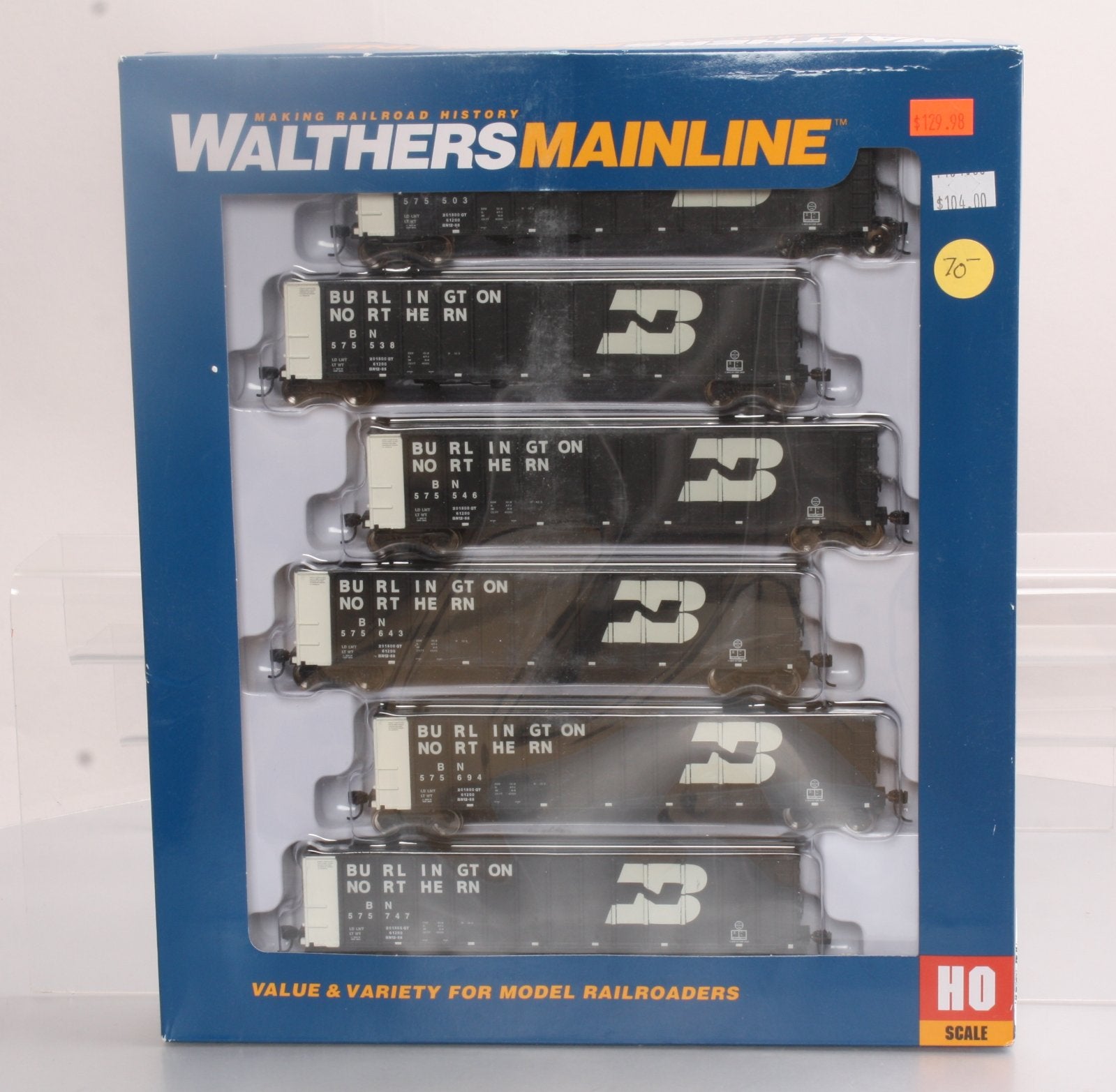 Walthers 910-56002 HO Scale Burlington Northern 50' Coal Gondola 6-Pack