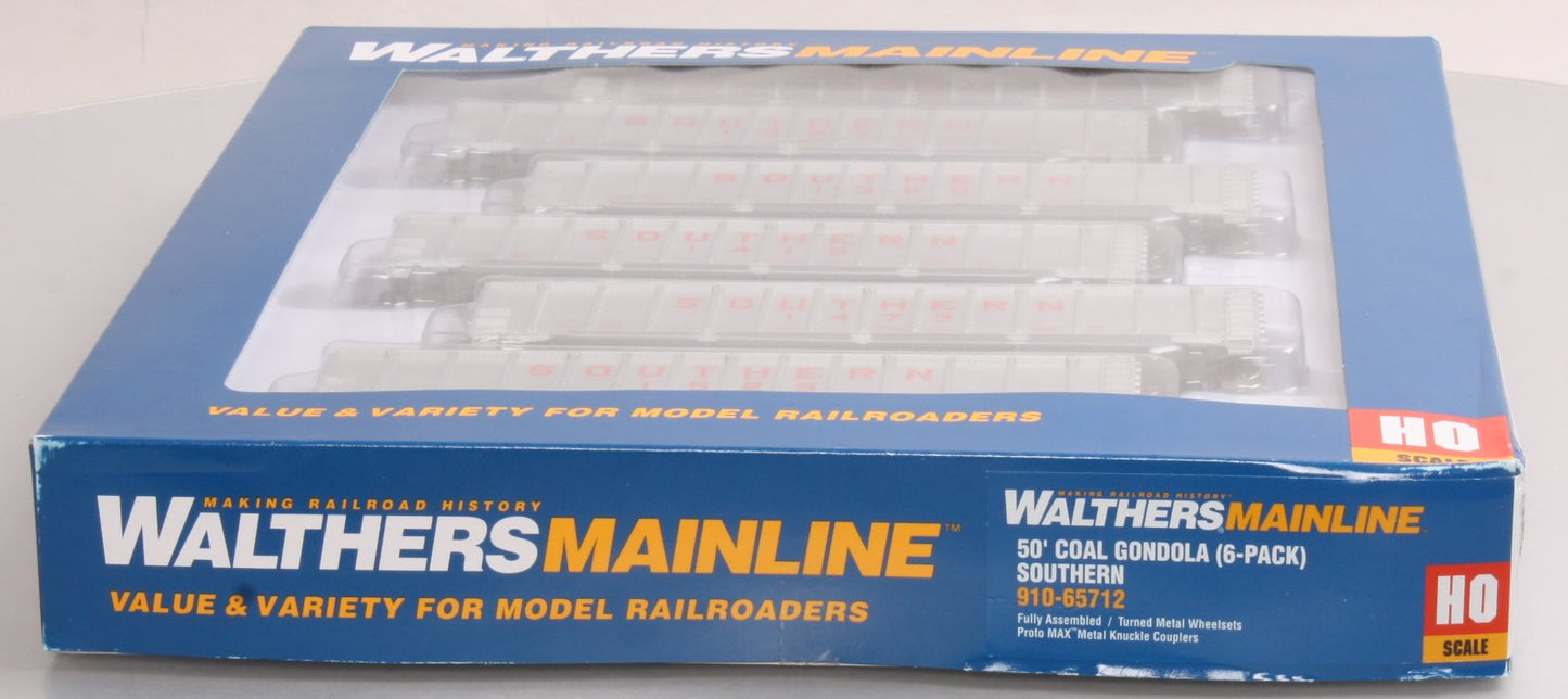 Walthers 910-65712 HO Scale Southern 50' Coal Gondola 6-Pack