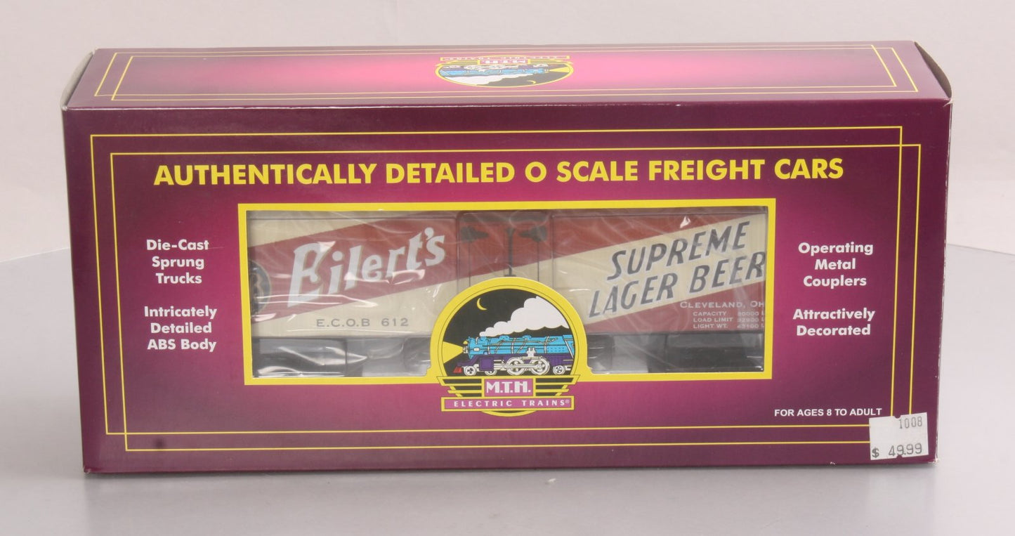 MTH 20-94333 O Gauge Eilert’s Lager Beer 36’ Woodsided Reefer Car #612