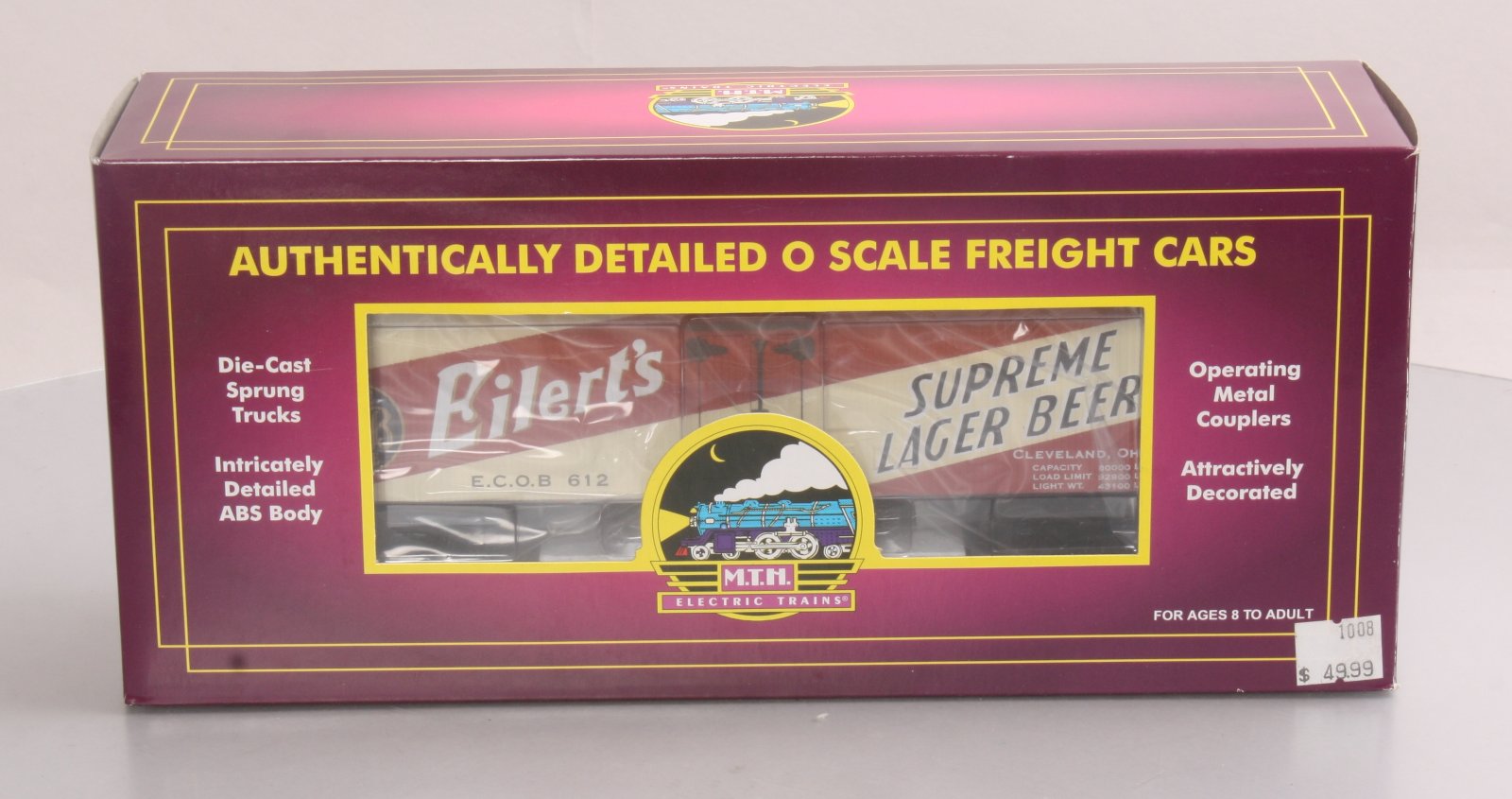 MTH 20-94333 O Gauge Eilert’s Lager Beer 36’ Woodsided Reefer Car #612