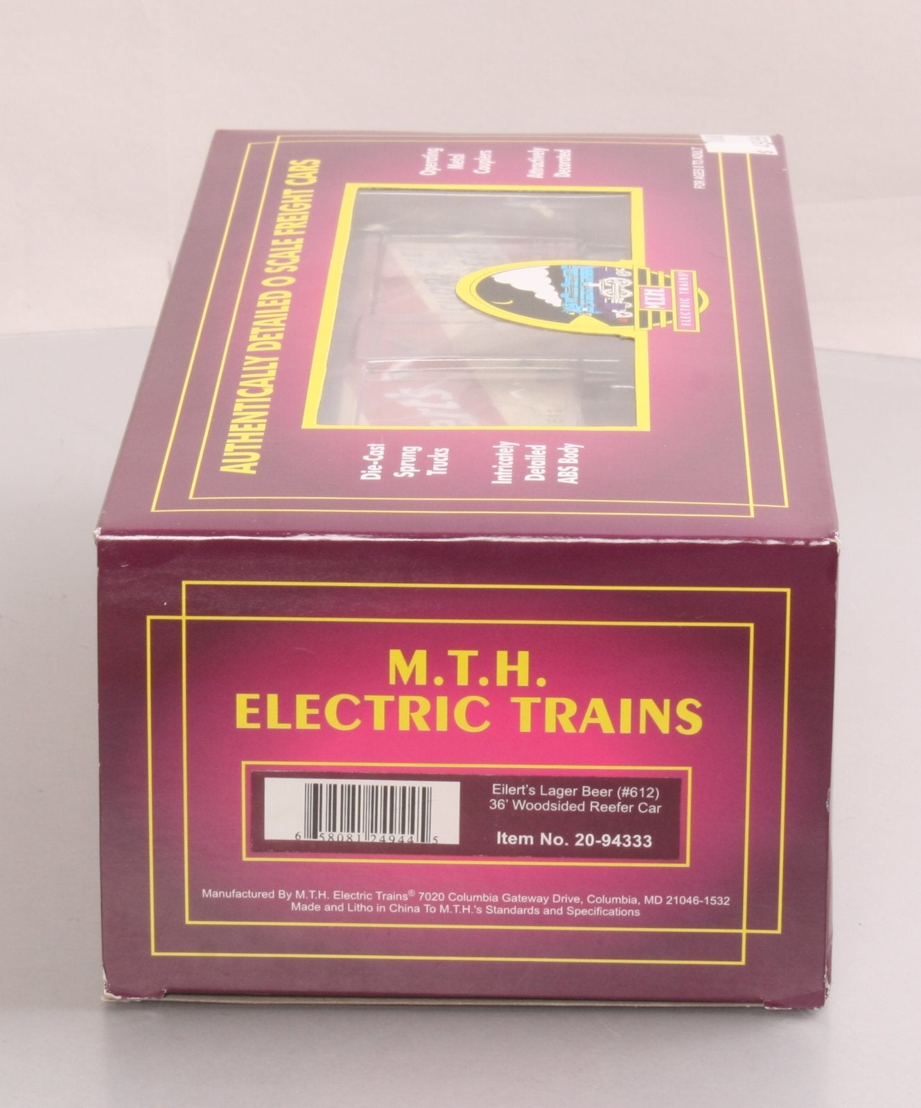 MTH 20-94333 O Gauge Eilert’s Lager Beer 36’ Woodsided Reefer Car #612