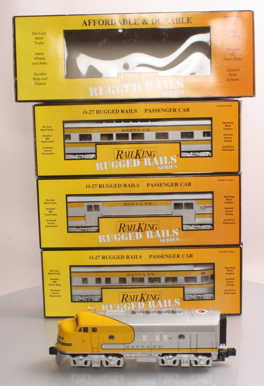 MTH 30-4186-1 Santa Fe RailKing F-3 O Gauge Passenger Train Set with PS 2.0