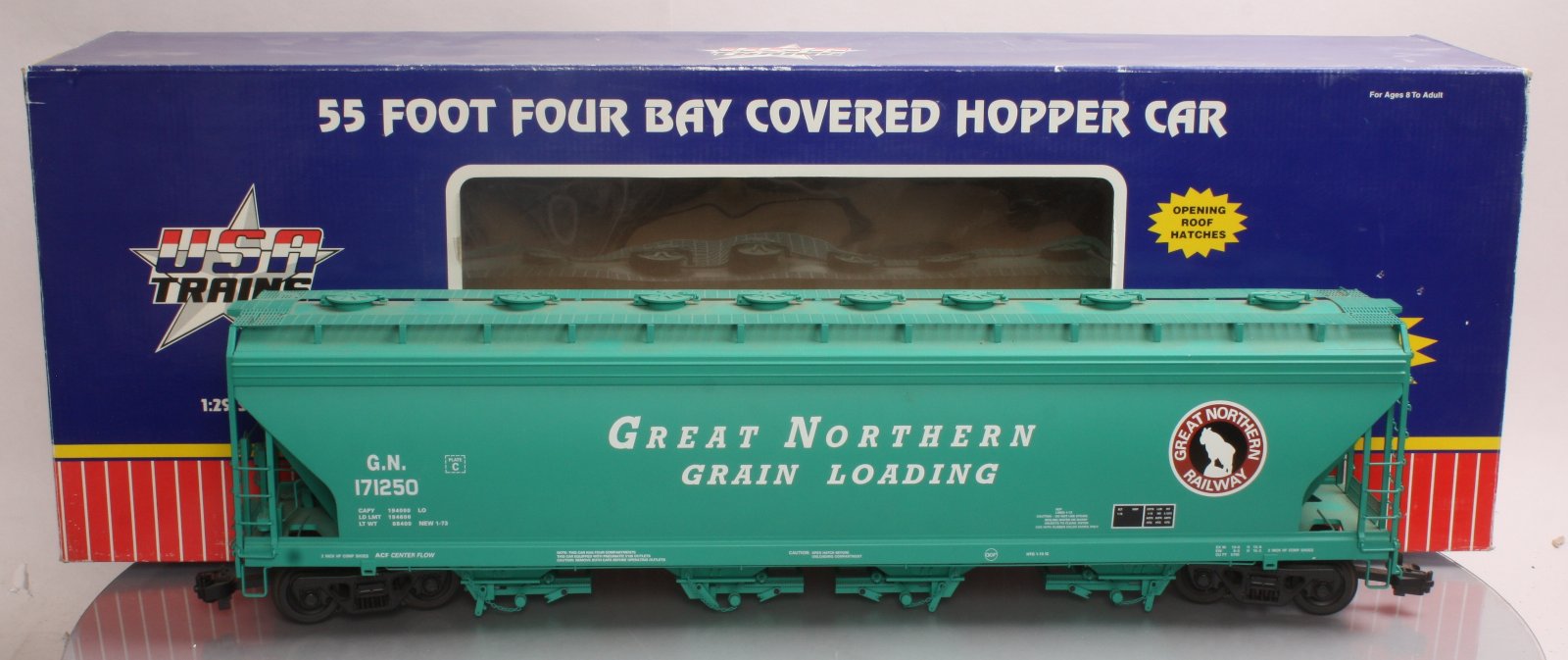 USA Trains R14108 Great Northern 4-Bay Center Flow Hopper #171252 - Metal Wheels