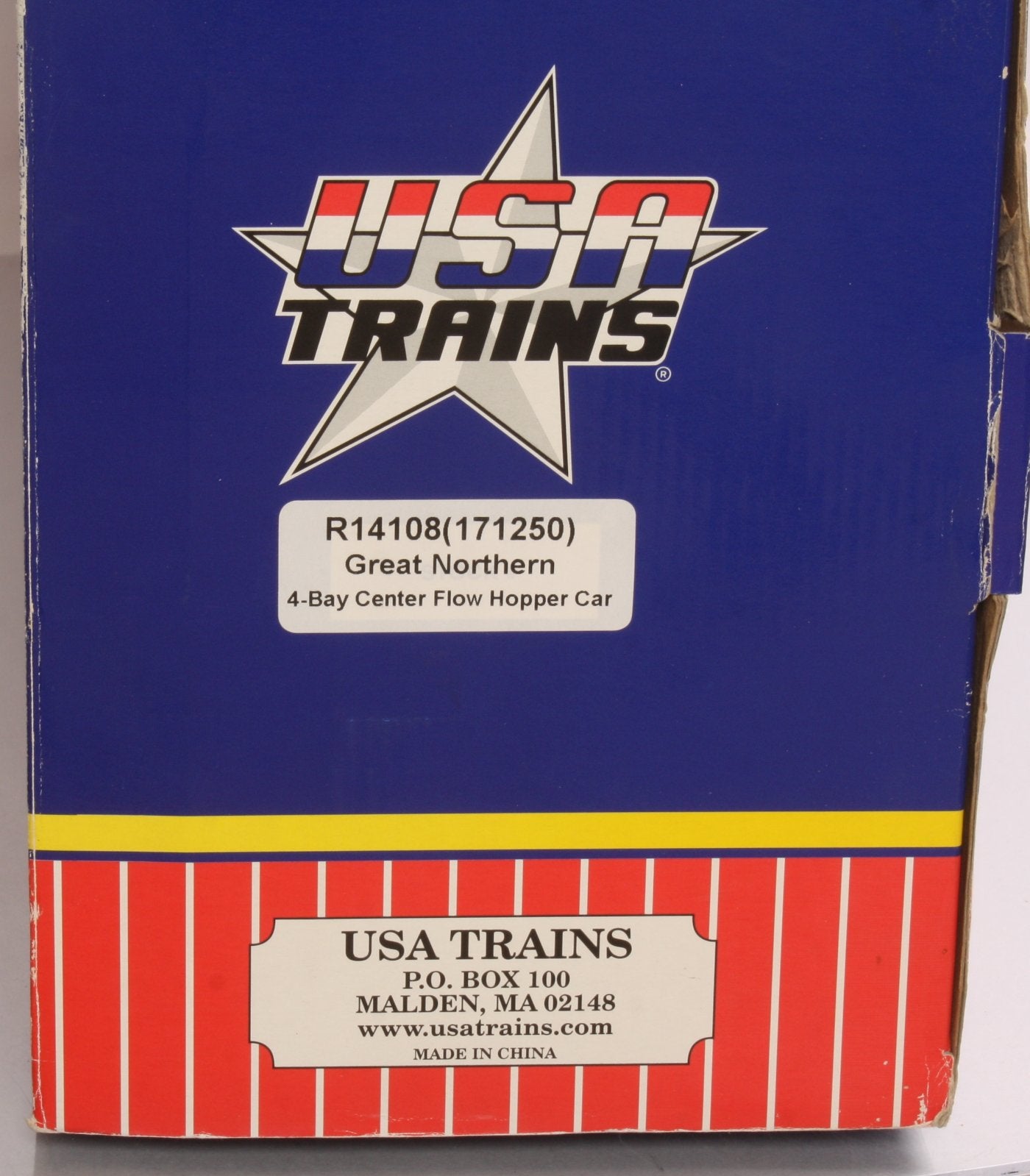 USA Trains R14108 Great Northern 4-Bay Center Flow Hopper #171252 - Metal Wheels