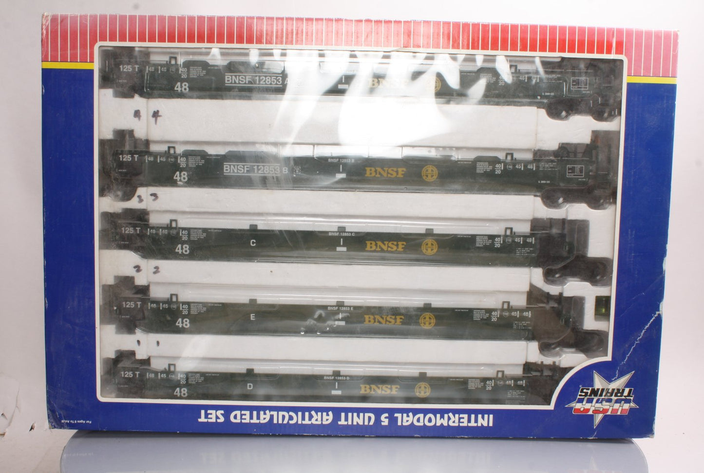USA Trains R17155 G BNSF Intermodal 5 Unit Articulated Set without Containers