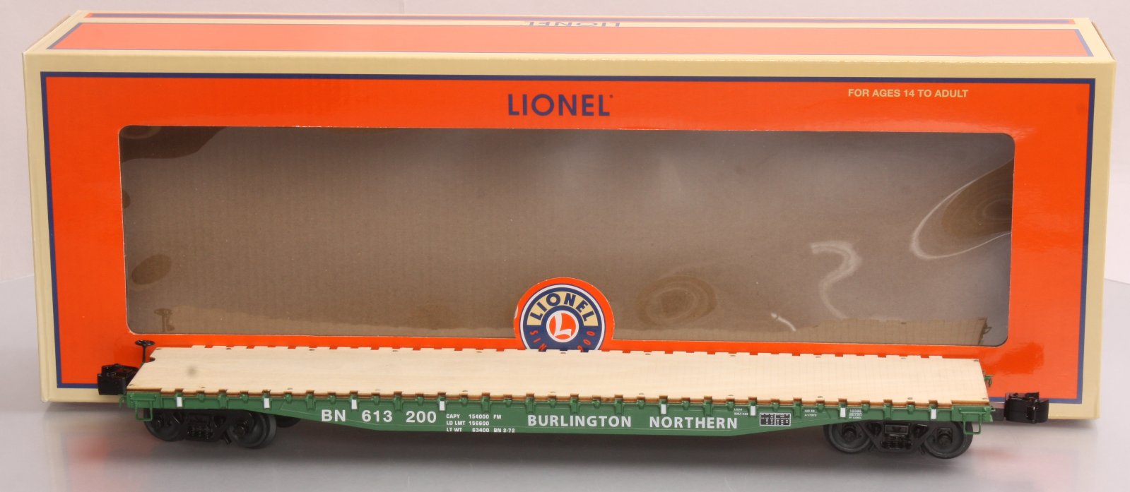 Lionel 6-19386 O Gauge Burlington Northern PS-4 Flatcar w/Stakes