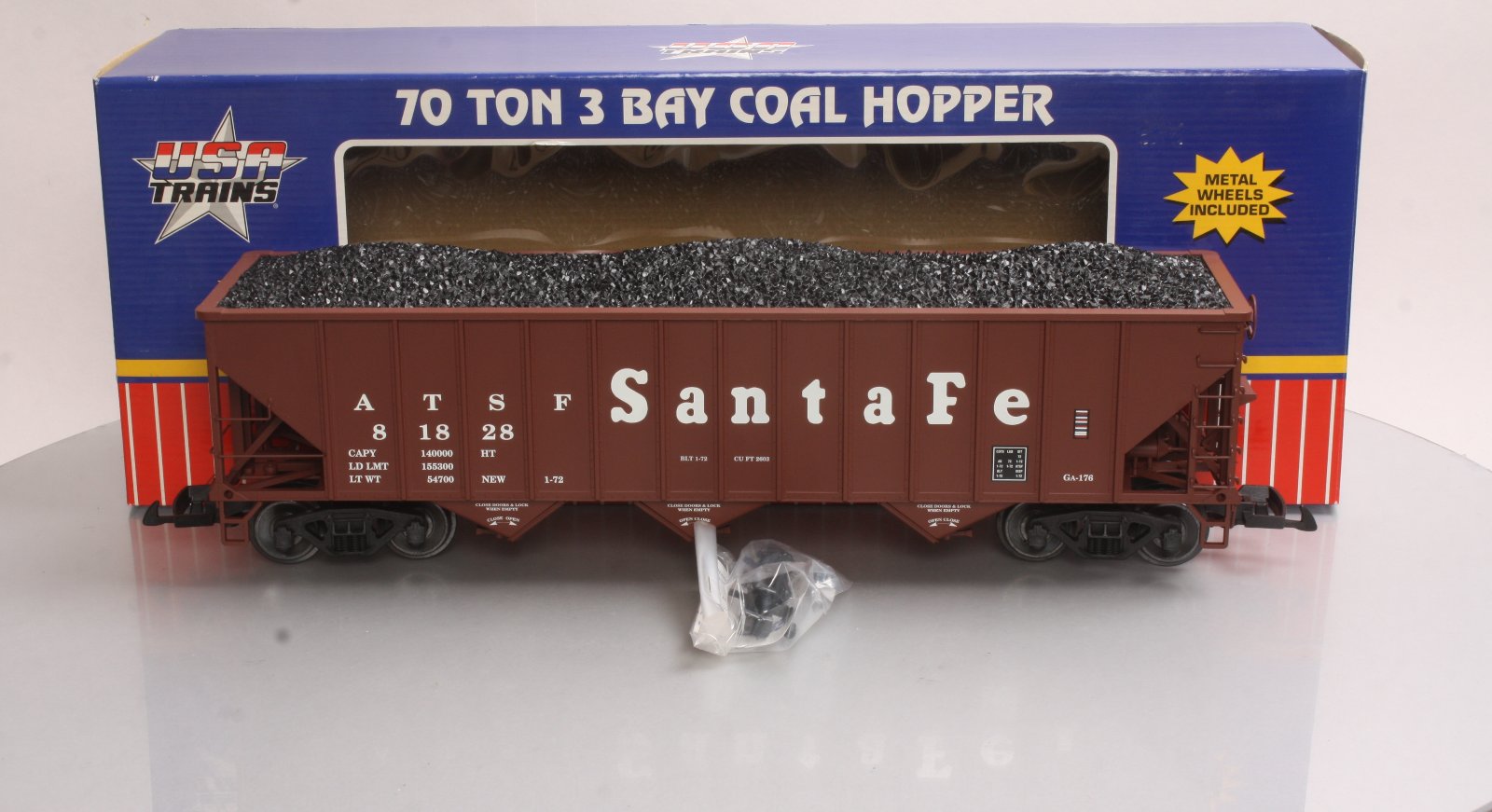 USA Trains 14002 G Atchison, Topeka & Santa Fe 70-Ton 3-Bay Coal Hopper #81826