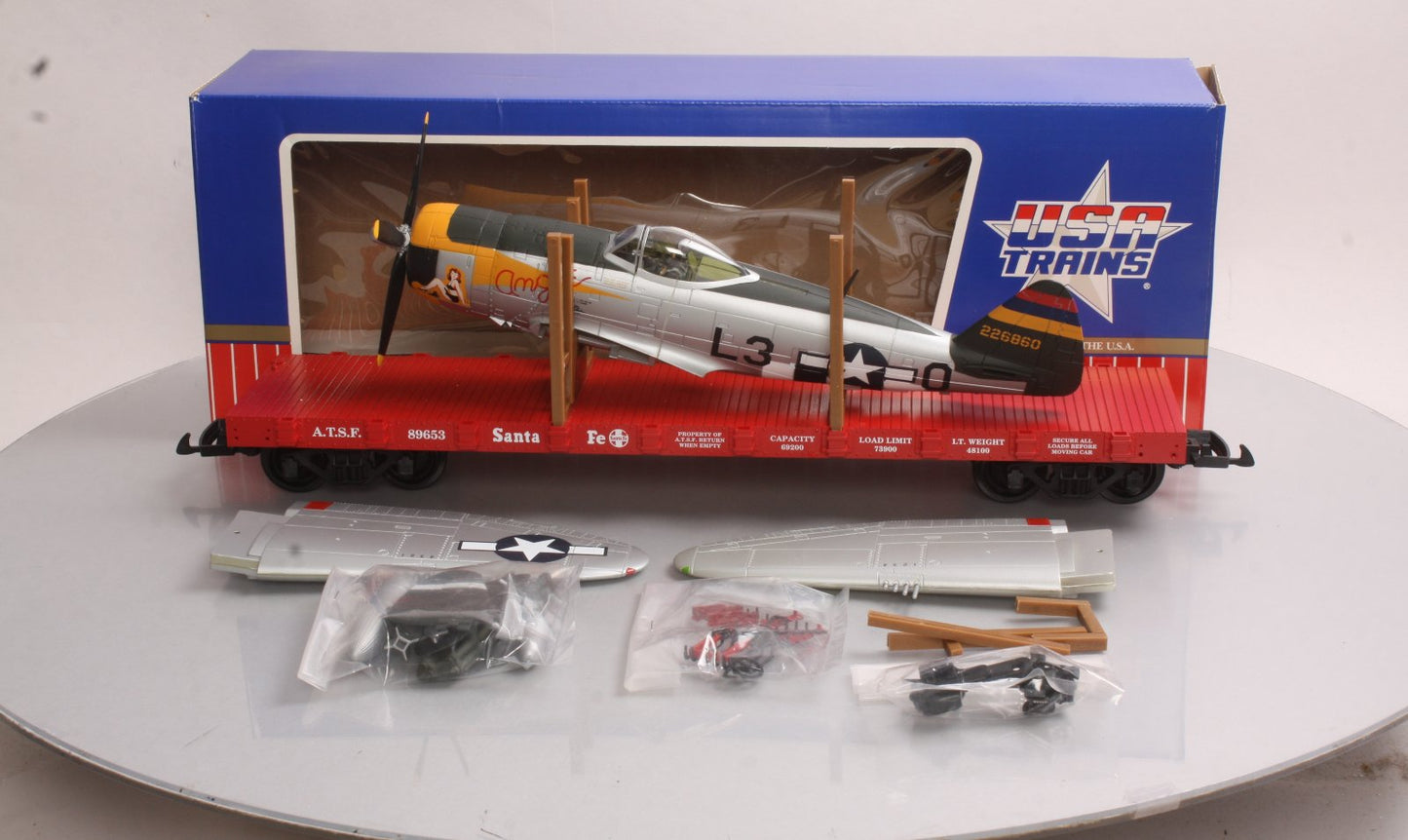 USA Trains R172104 G Santa Fe Flatcar with Automobile Load Corvettes #89653