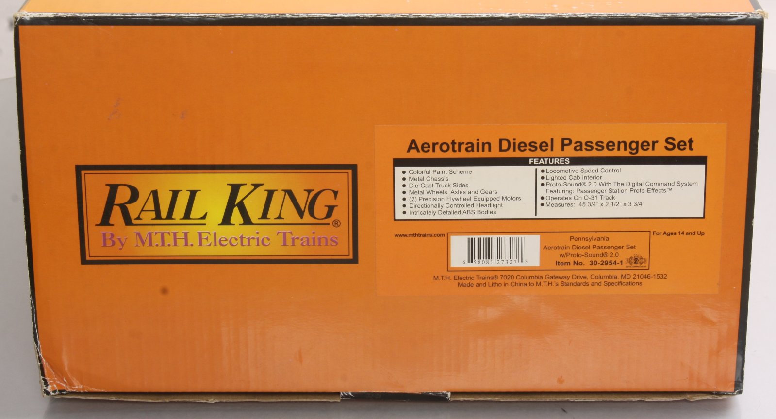MTH 30-2954-1 O Pennsylvania Aerotrain Diesel Passenger Set w/PS2 (Set of 4)