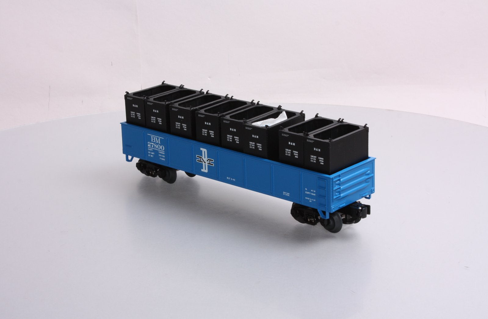 Lionel 6-27800 O Gauge Boston & Maine Gondola with Containers