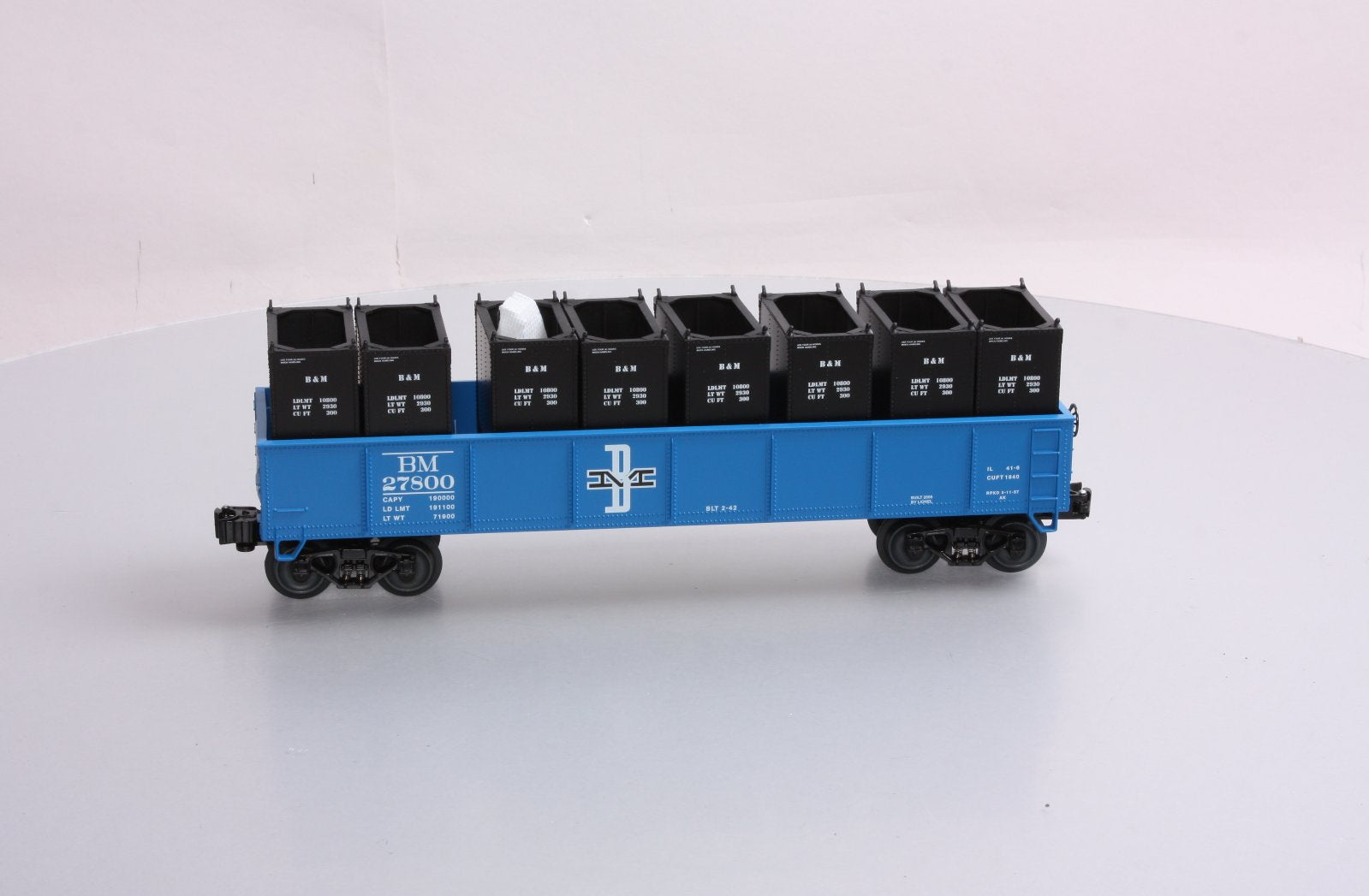 Lionel 6-27800 O Gauge Boston & Maine Gondola with Containers