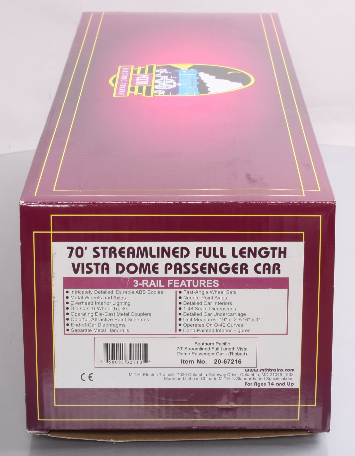 MTH 20-67216 SP 70' Ribbed Vista Dome Passenger Car #3602