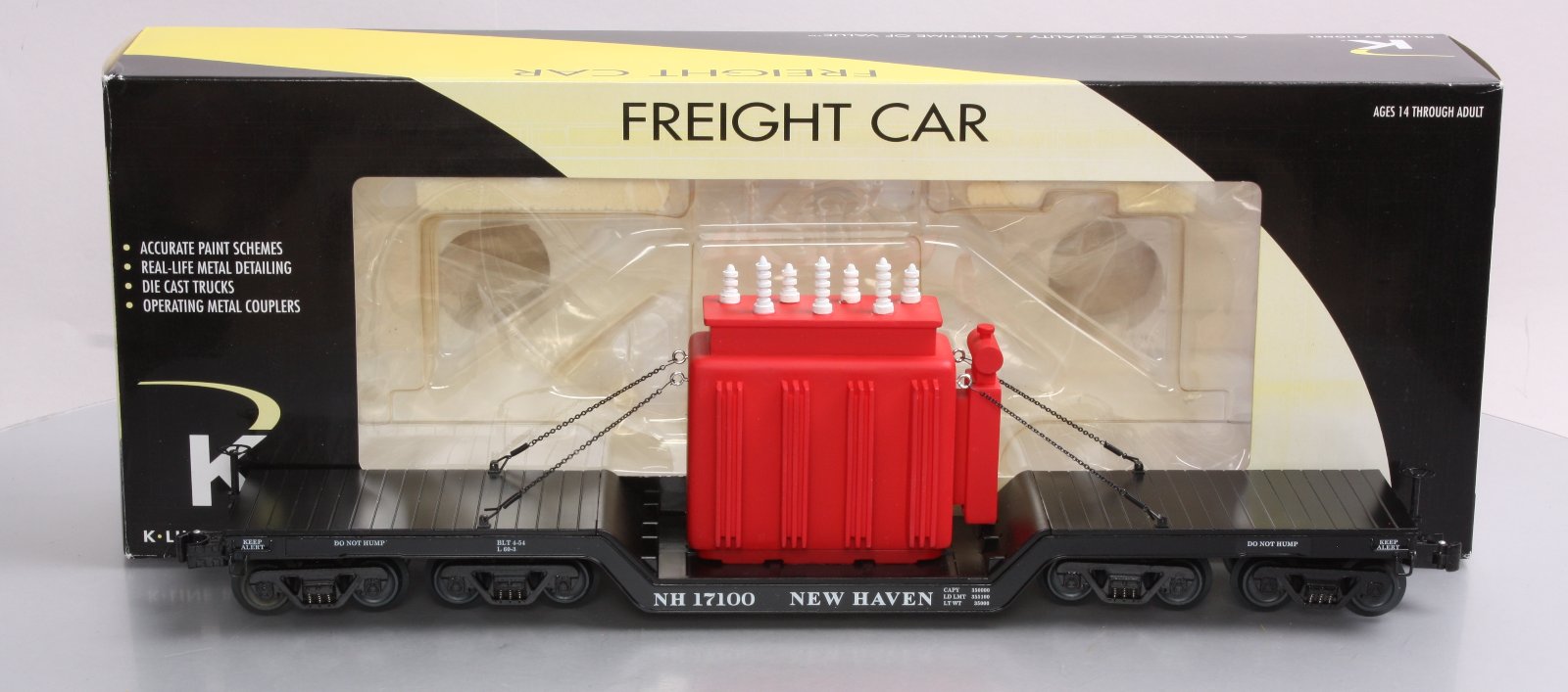 Lionel K-Line 6-22668 New Haven Scale DC Flat Car With Transformer