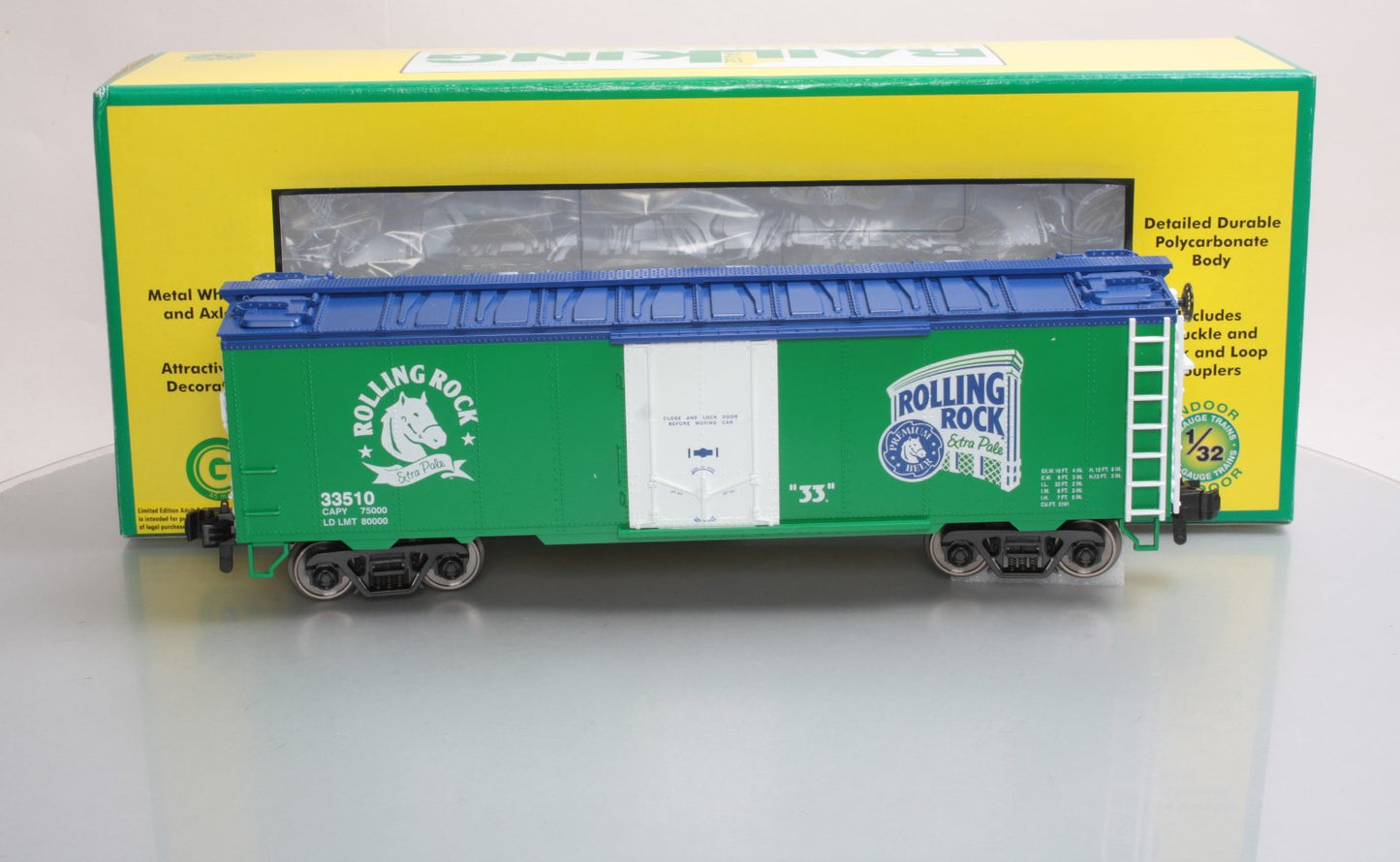 MTH 70-78031 G Scale Rolling Rock 40' Reefer Car #33510/33511