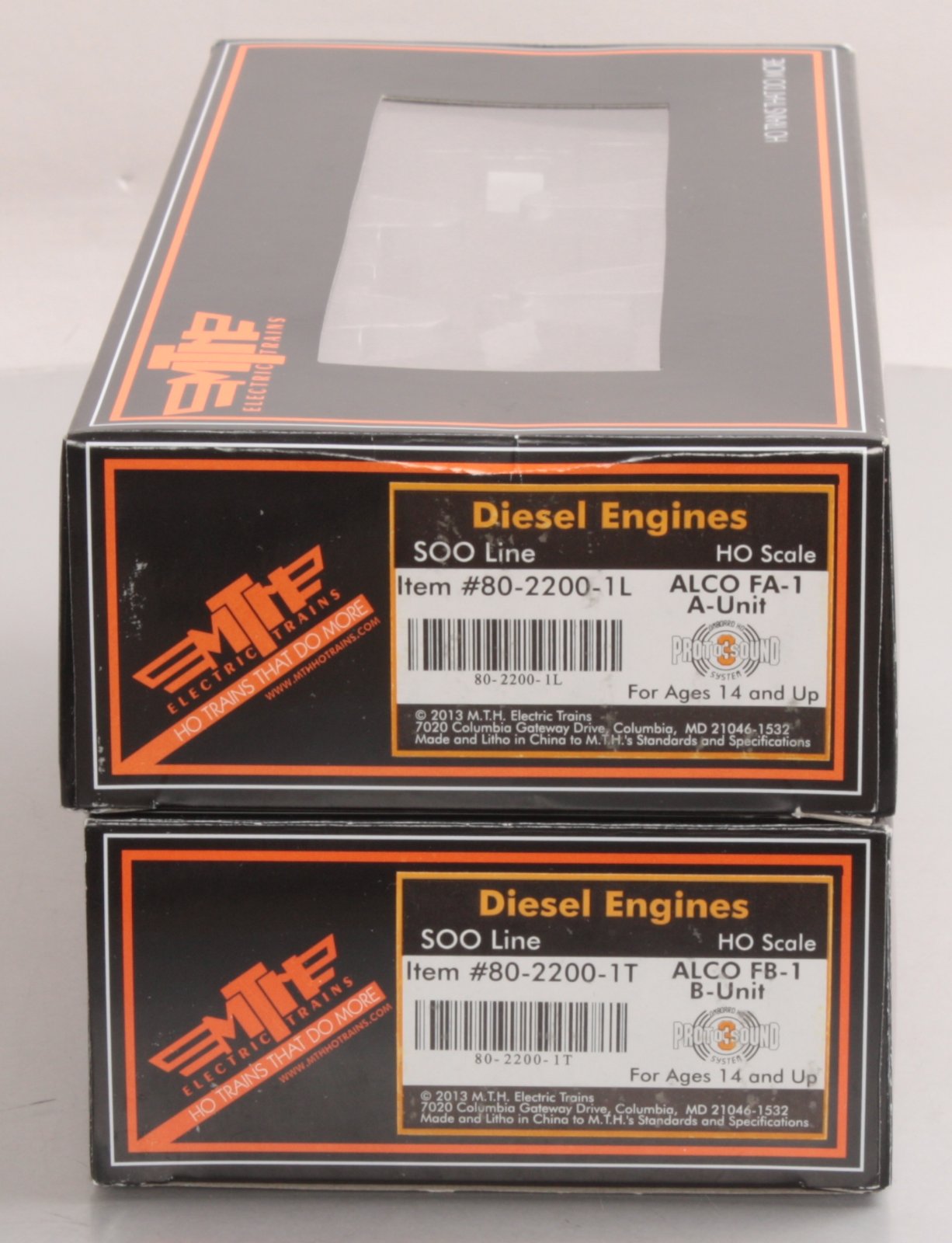 MTH 80-2200-1 HO SOO Line Alco FA-1 A/B Diesel Loco Proto-Sound 3.0 #2221A/2300B