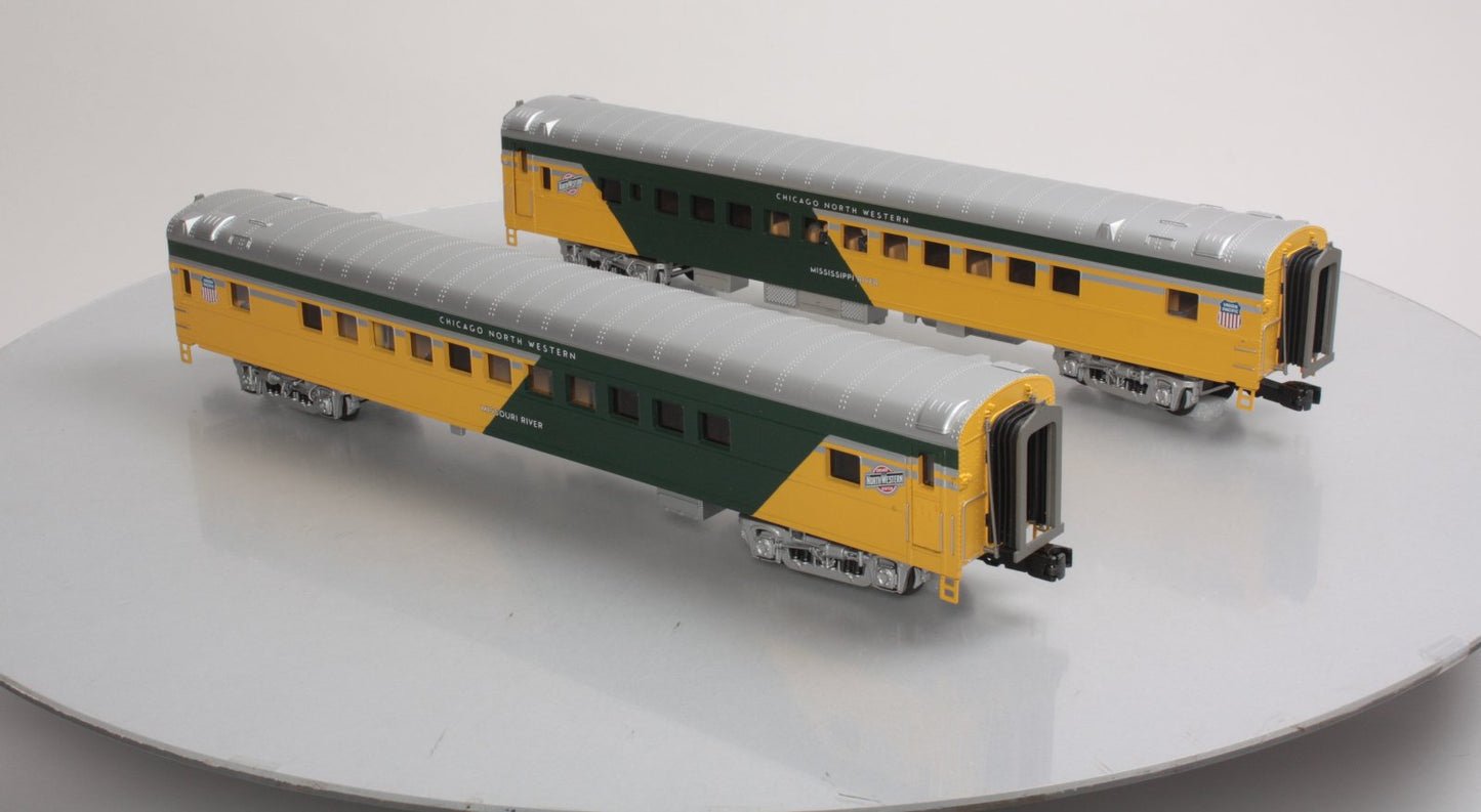 MTH 20-69139 O CNW 70' Streamlined Coach/Coach Passenger Car Set (Set of 2)