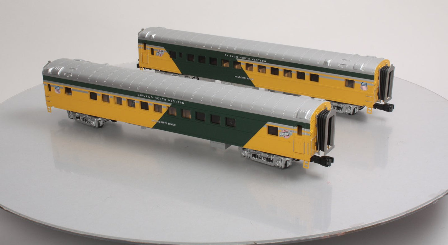MTH 20-69139 O CNW 70' Streamlined Coach/Coach Passenger Car Set (Set of 2)