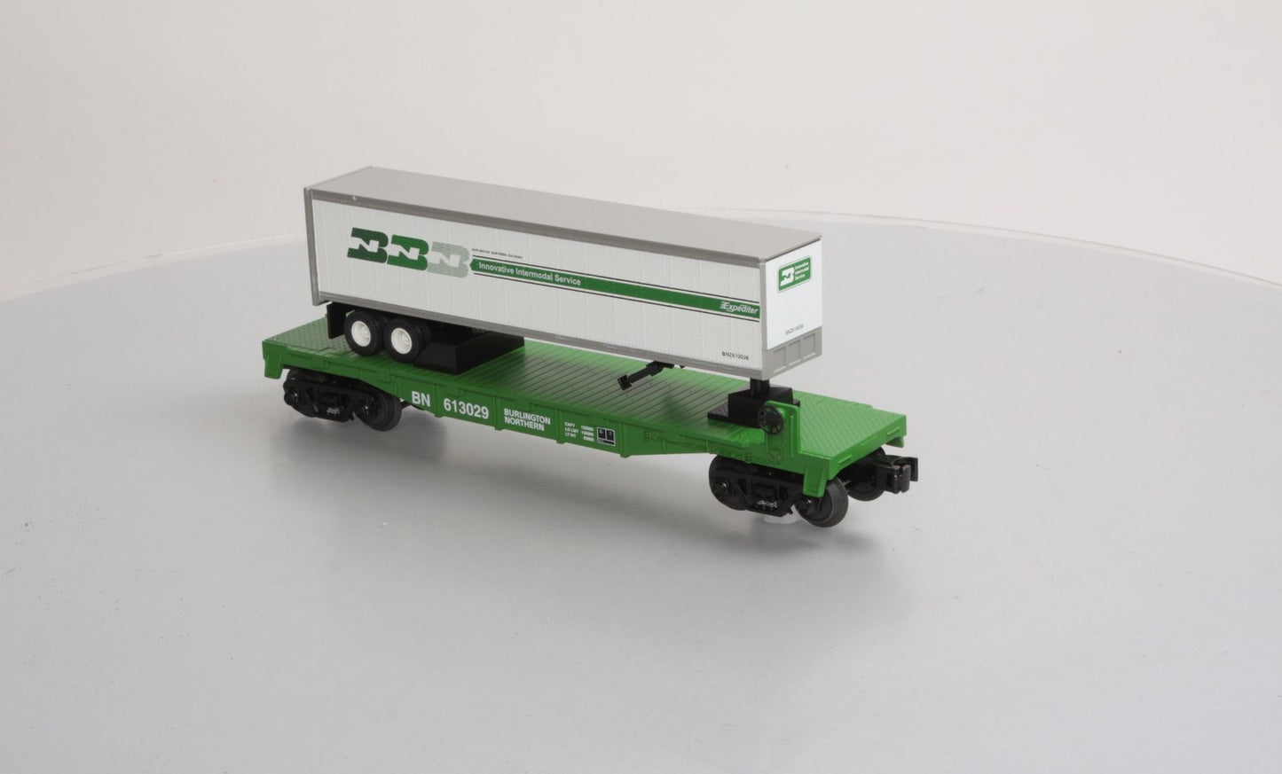 MTH 30-76512 O BN Flatcar w/ Trailer