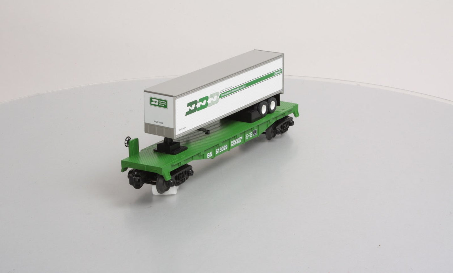 MTH 30-76512 O BN Flatcar w/ Trailer