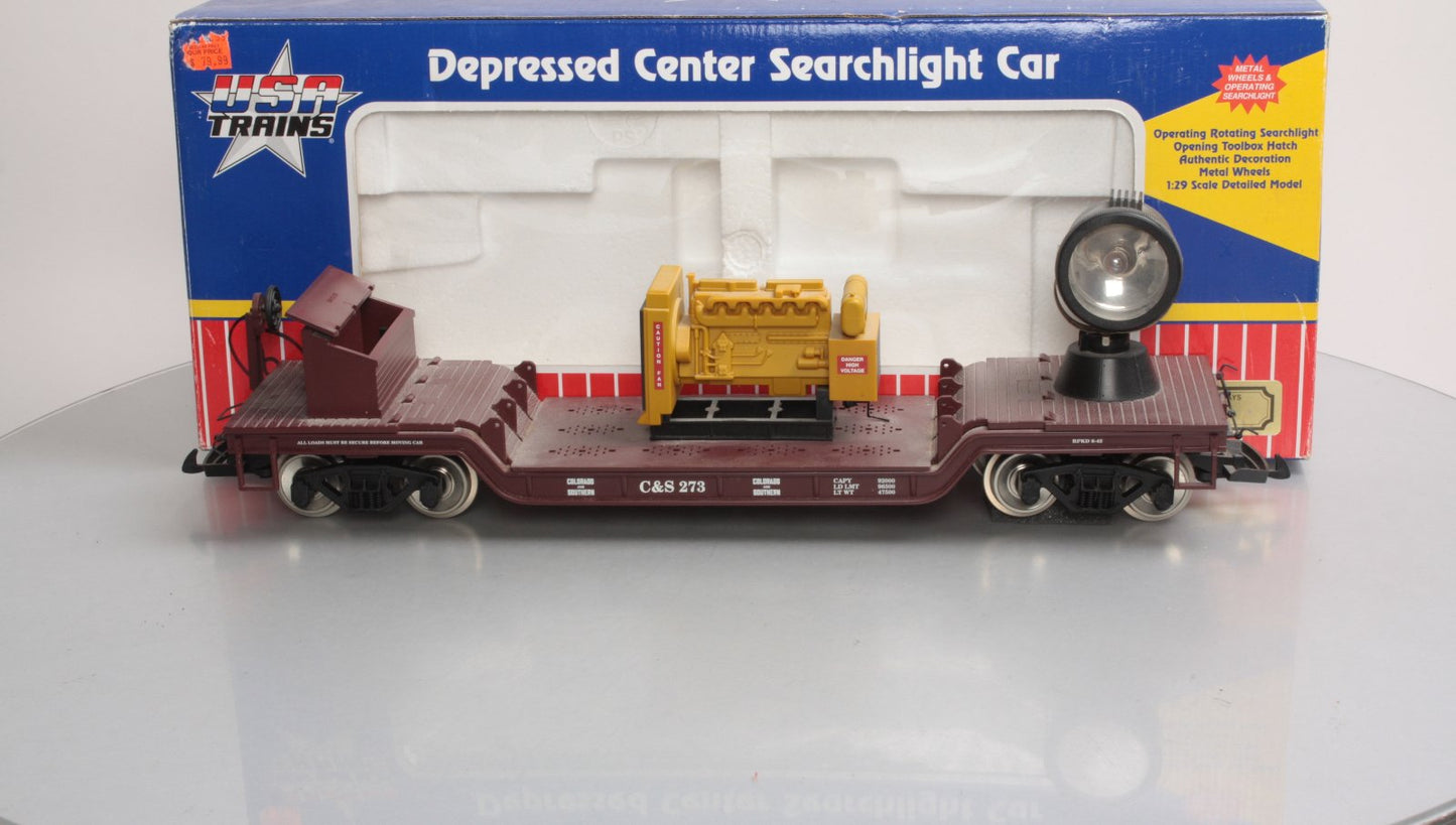 USA Trains R17331 G Colorado & Southern Depressed-Center Flat Car w/Searchlight