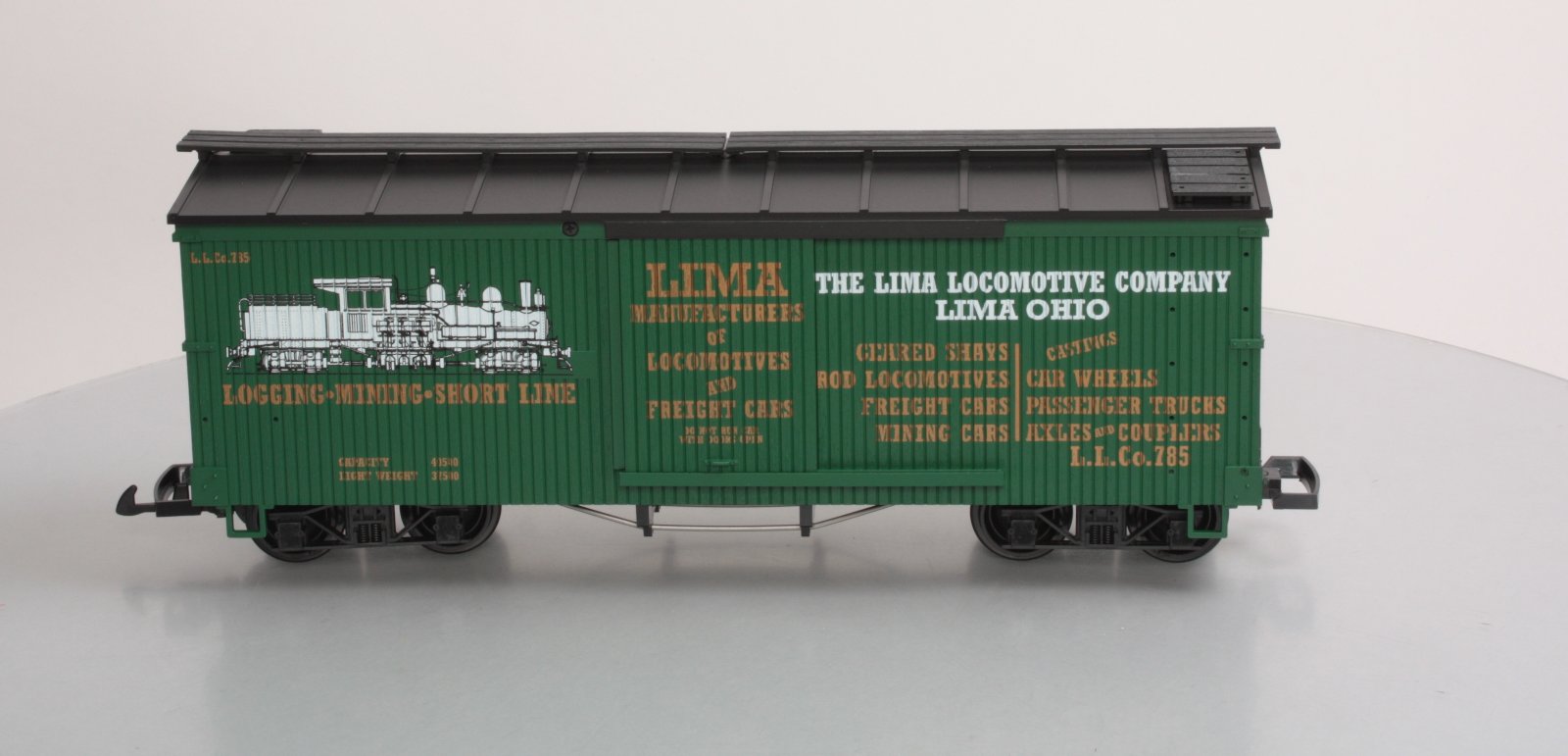 USA Trains 19038 G Lima Locomotive Co. Wood Box Car #785