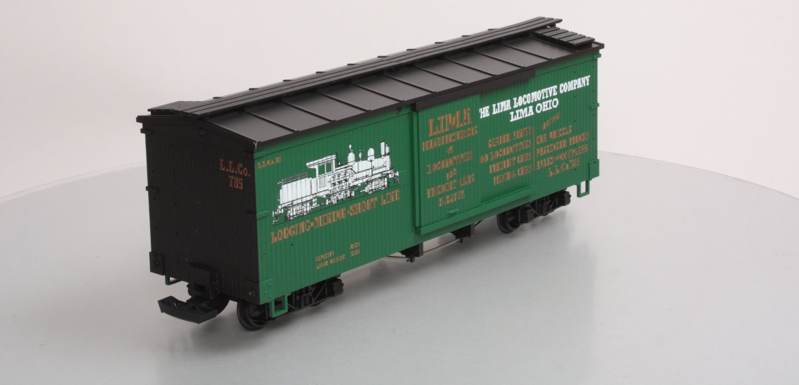 USA Trains 19038 G Lima Locomotive Co. Wood Box Car #785