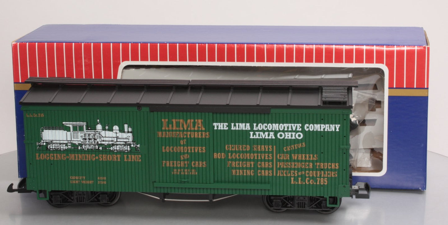 USA Trains 19038 G Lima Locomotive Co. Wood Box Car #785