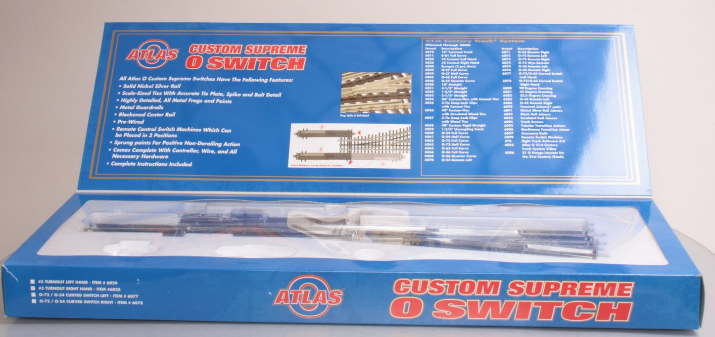 Atlas 6025 O Gauge Nickel Silver Right Hand Remote Switch Turnout #5 (3Rail)