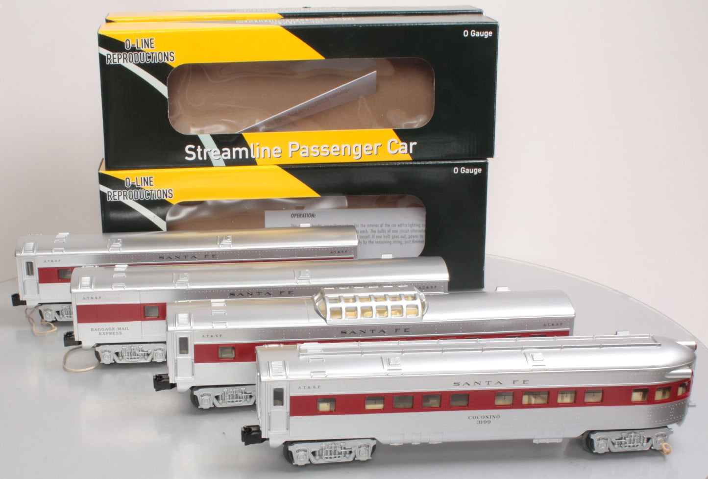 O-Line 203A AT&SF Streamliner Passenger Cars (Set of 4)