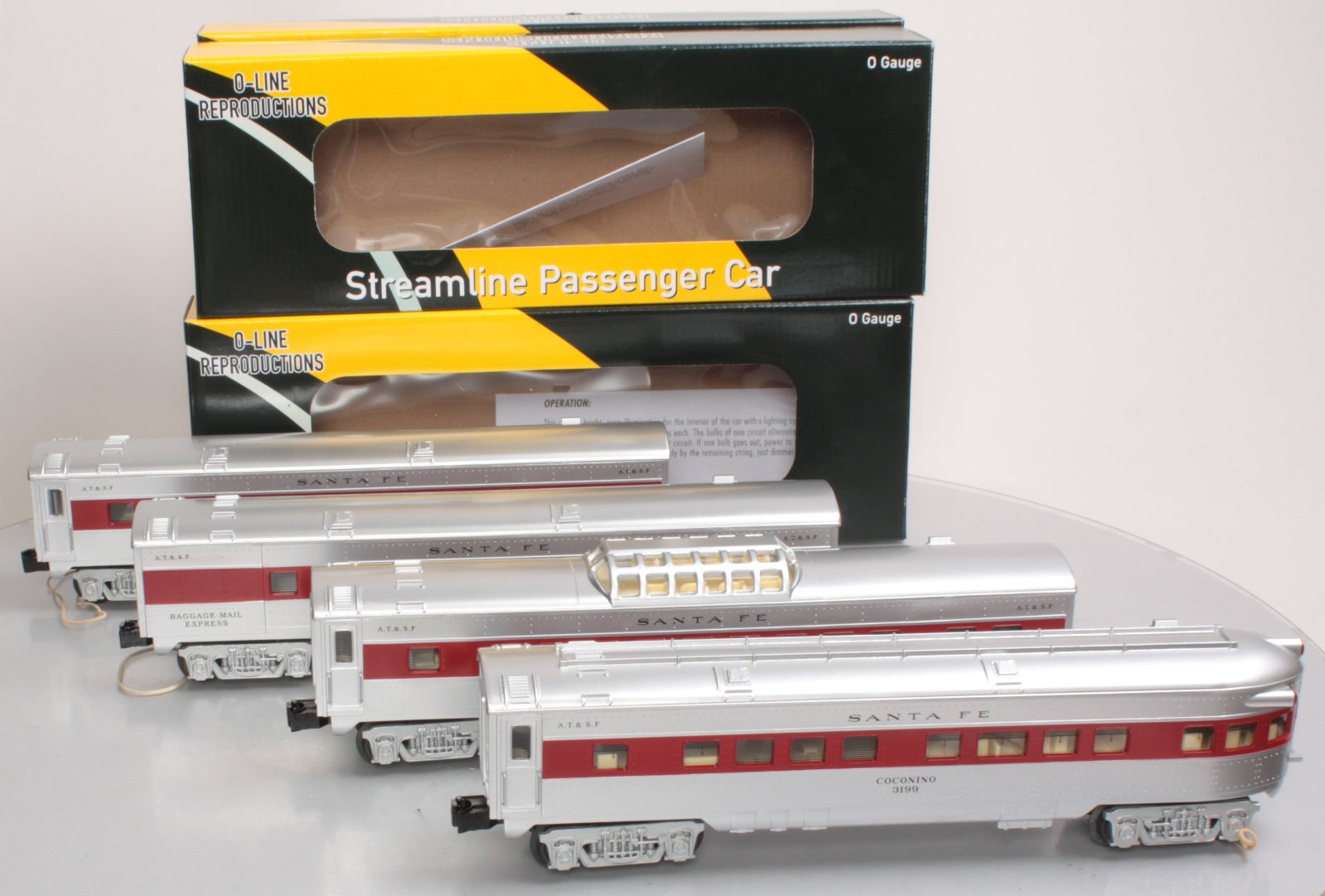 O-Line 203A AT&SF Streamliner Passenger Cars (Set of 4)
