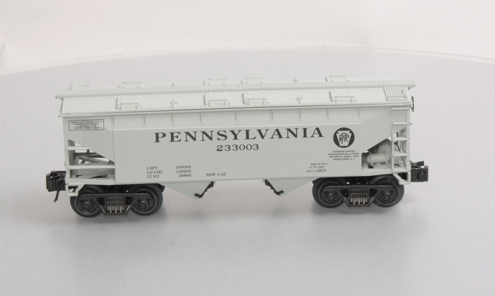O-Line 143 Pennsylvania RR Covered Hopper #233003