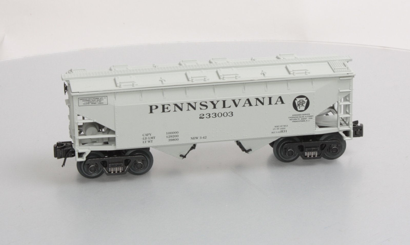 O-Line 143 Pennsylvania RR Covered Hopper #233003