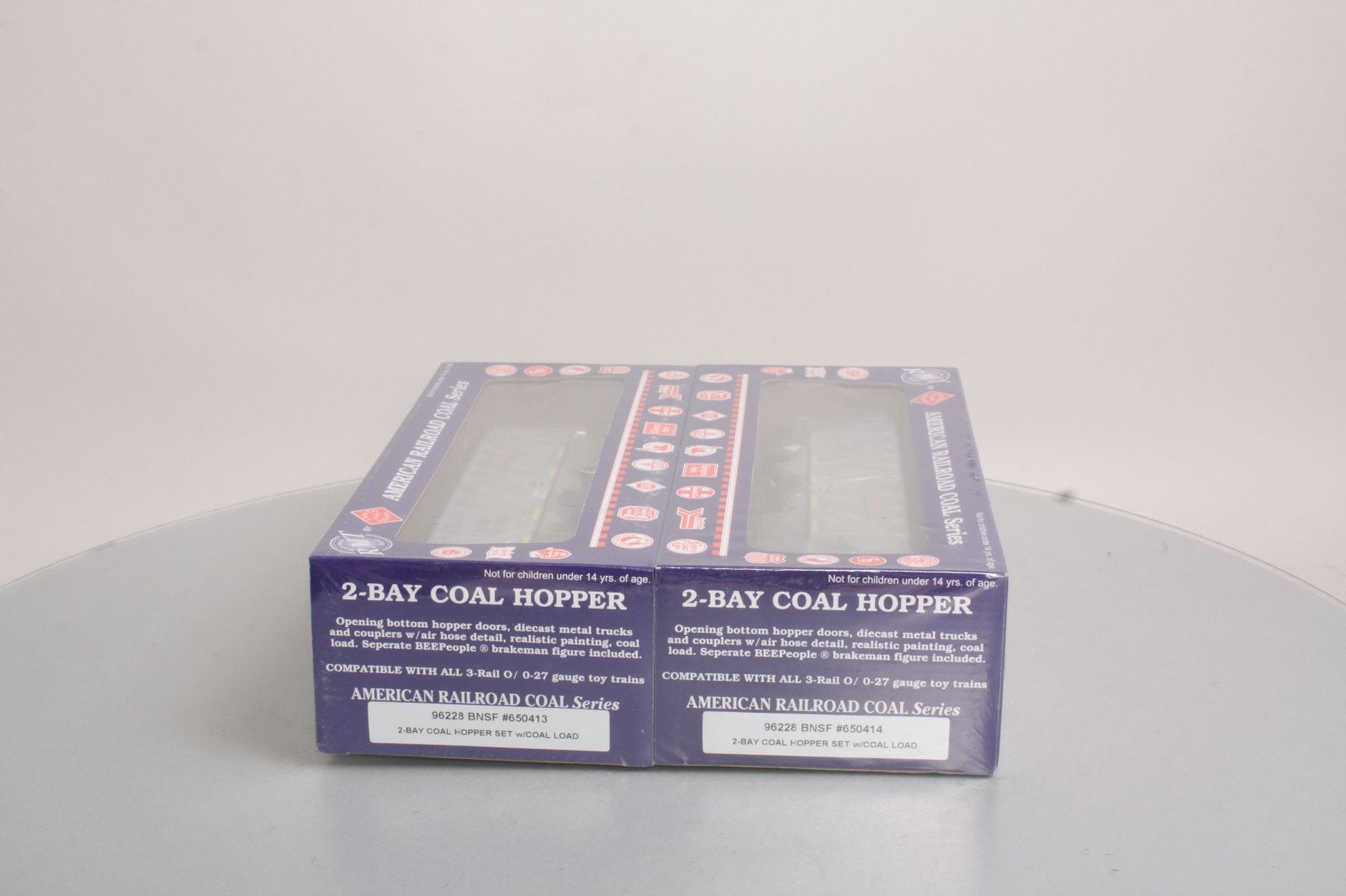 RMT 96228 O Gauge BNSF 3-Rail 2-Bay Hopper w/Coal Load (Pack of 2)