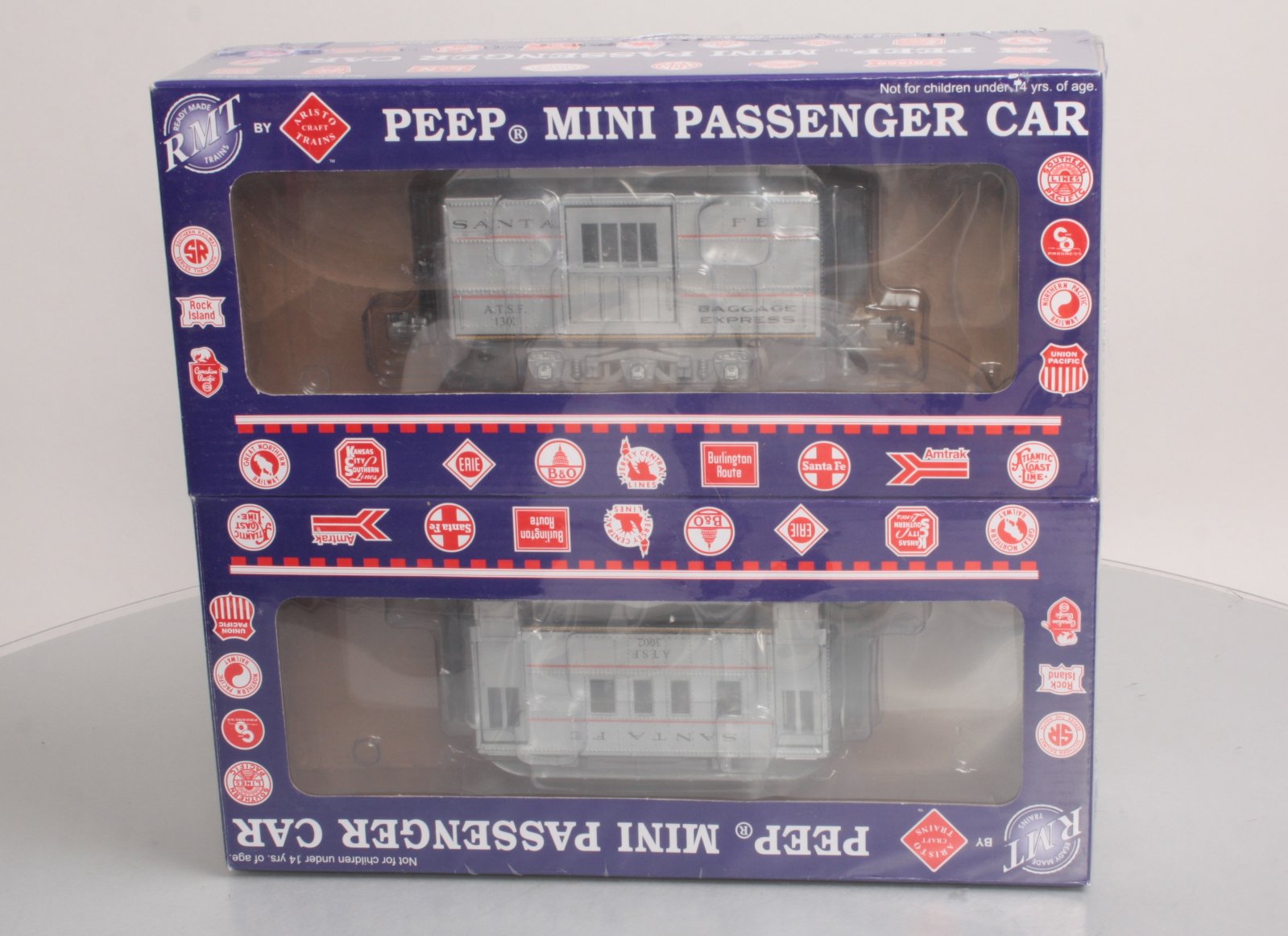 RMT 930141 Santa Fe O Gauge Peep Coach/Baggage Passenger Car Set