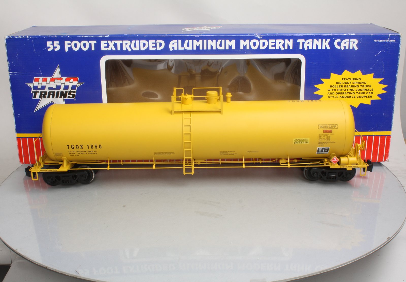 USA Trains R15169 G U.S. Rail Leasing Modern Tank Car w/Extruded Aluminum #1845