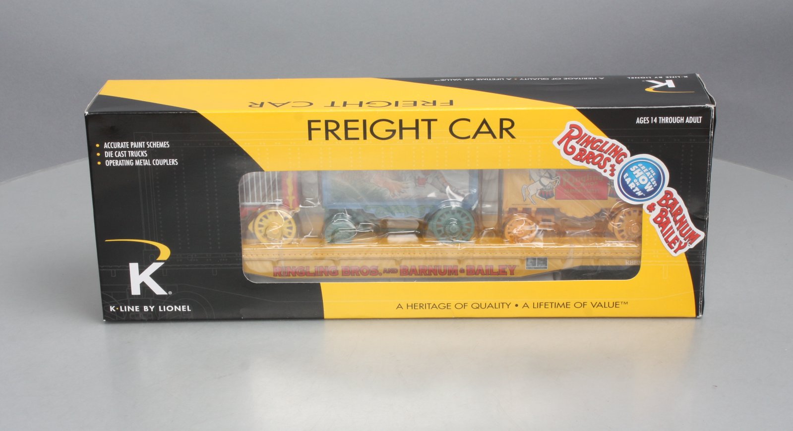 Lionel 6-22654 O Ringling Bros. Flatcar with 3 Circus Wagons #46