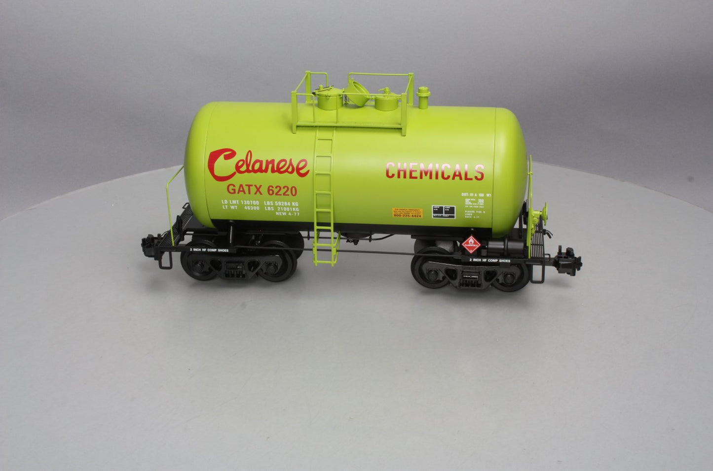 USA Trains R15211 Celanese Chemicals "Beer Can" Tank Car #6220 - Metal Wheels