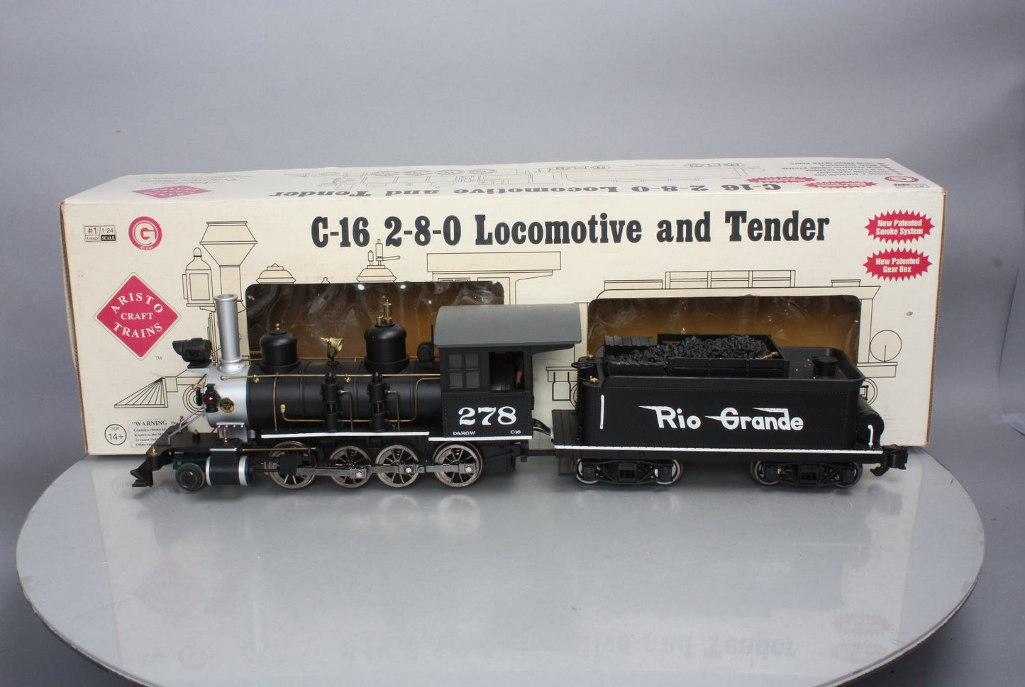 Aristo-Craft 80114 G Denver & Rio Grande C-16 2-8-0 Steam Locomotive & Tender