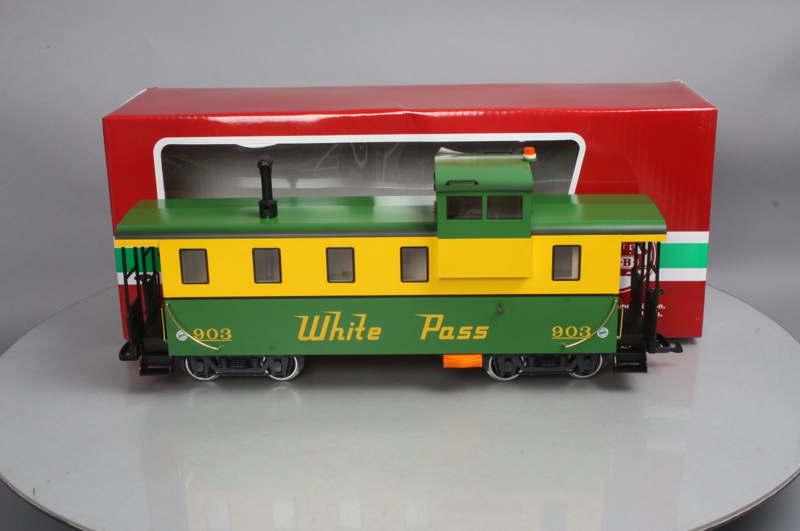 LGB 42792 G Scale White Pass Steel Caboose (Metal Wheels)