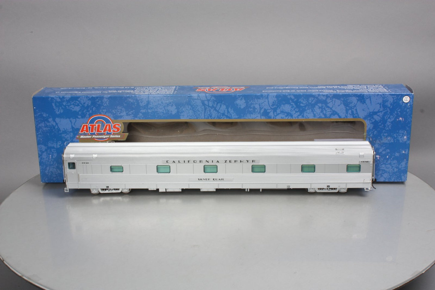 Atlas 3002196-1 O CB&Q Cali Zephyr "Silver Quail" 6-5 Sleeper #451 (2 Rail)