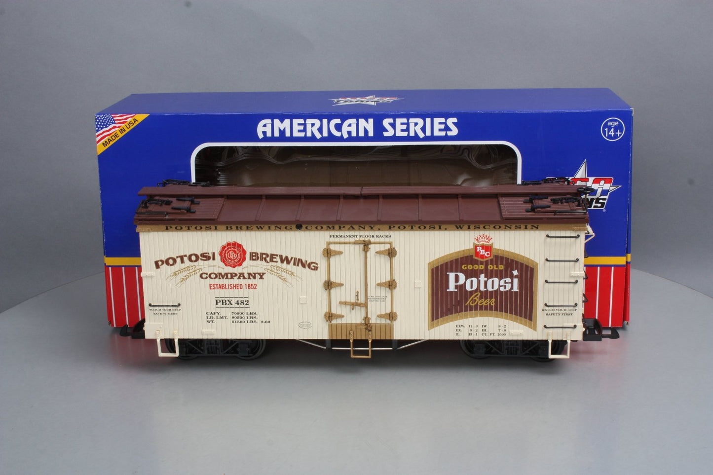 USA Trains R16410 G Scale Potosi Brewing Refrigerator Car
