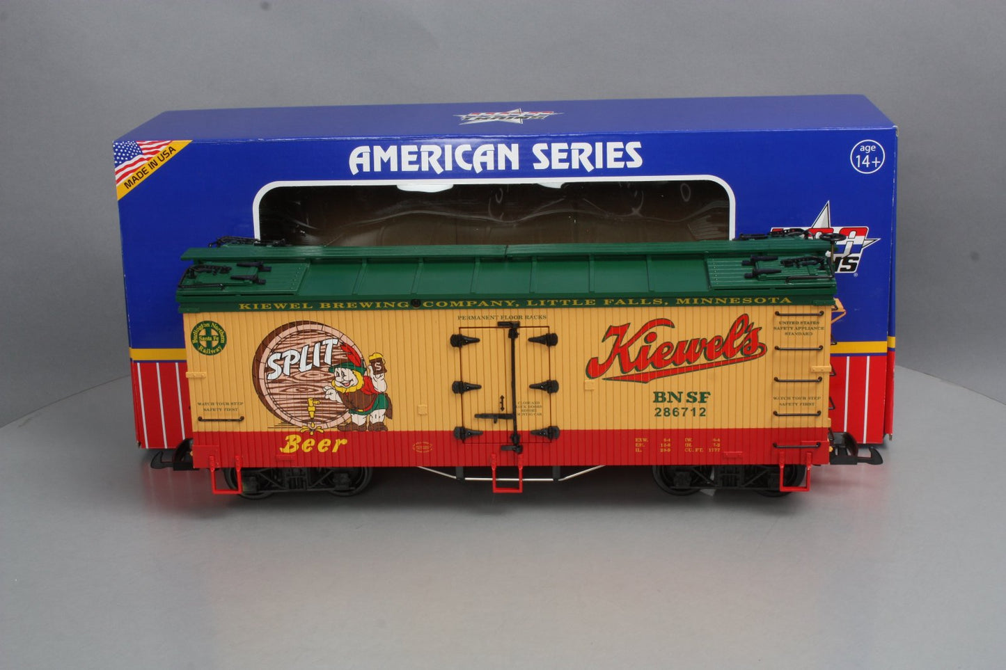 USA Trains 16433 G Scale Kiewel's Split Beer Refrigerator Car