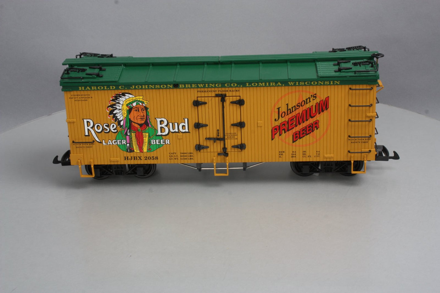 USA Trains 16394 G Scale Rose Bud Lager Beer Refrigerator Car