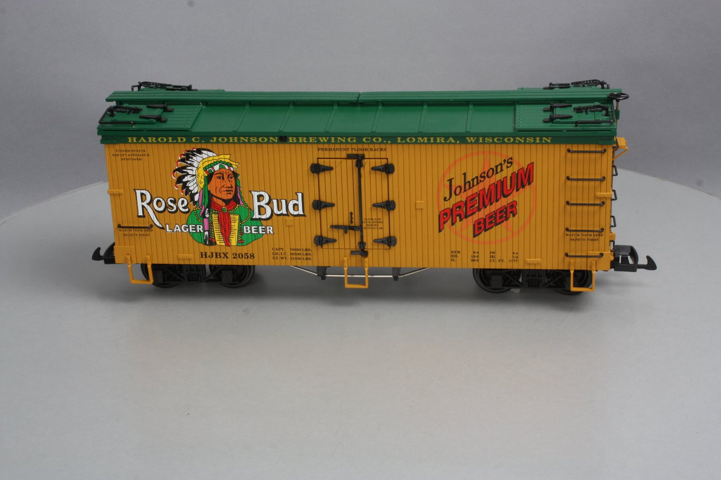 USA Trains 16394 G Scale Rose Bud Lager Beer Refrigerator Car