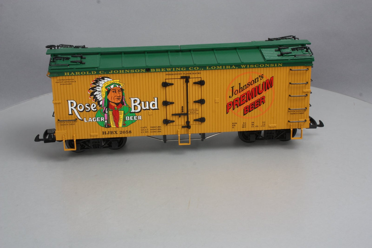 USA Trains 16394 G Scale Rose Bud Lager Beer Refrigerator Car