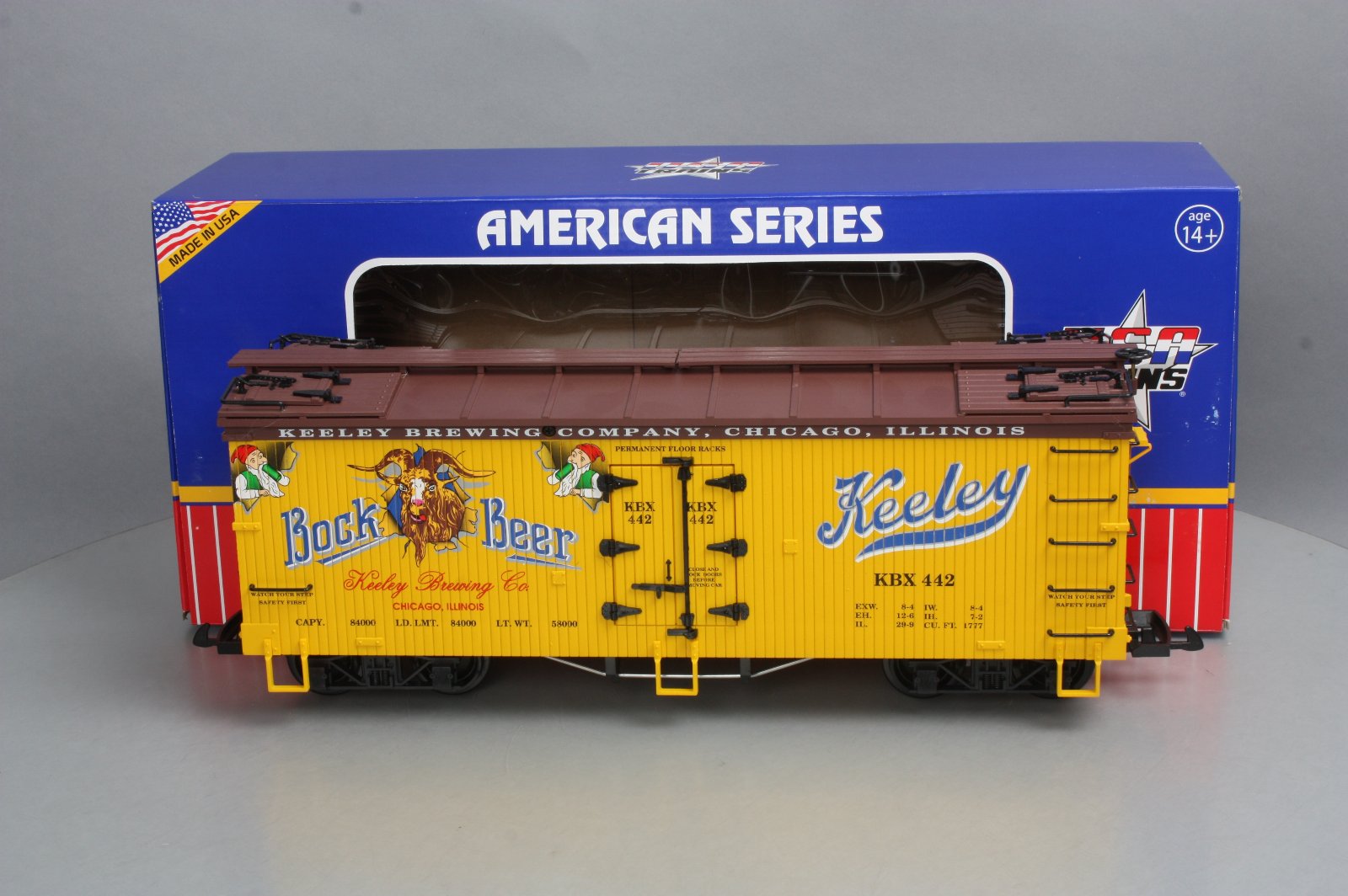 USA Trains 16408 G Scale Keeley Bock Beer Refrigerator Car