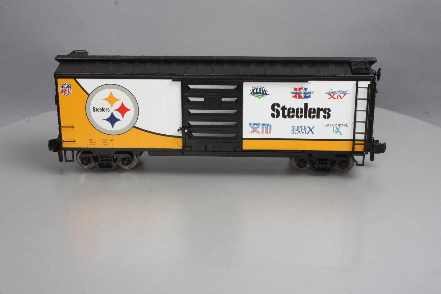 MTH 70-74077 G Scale Pittsburgh Steelers (All) 40' Metal Wheels Boxcar