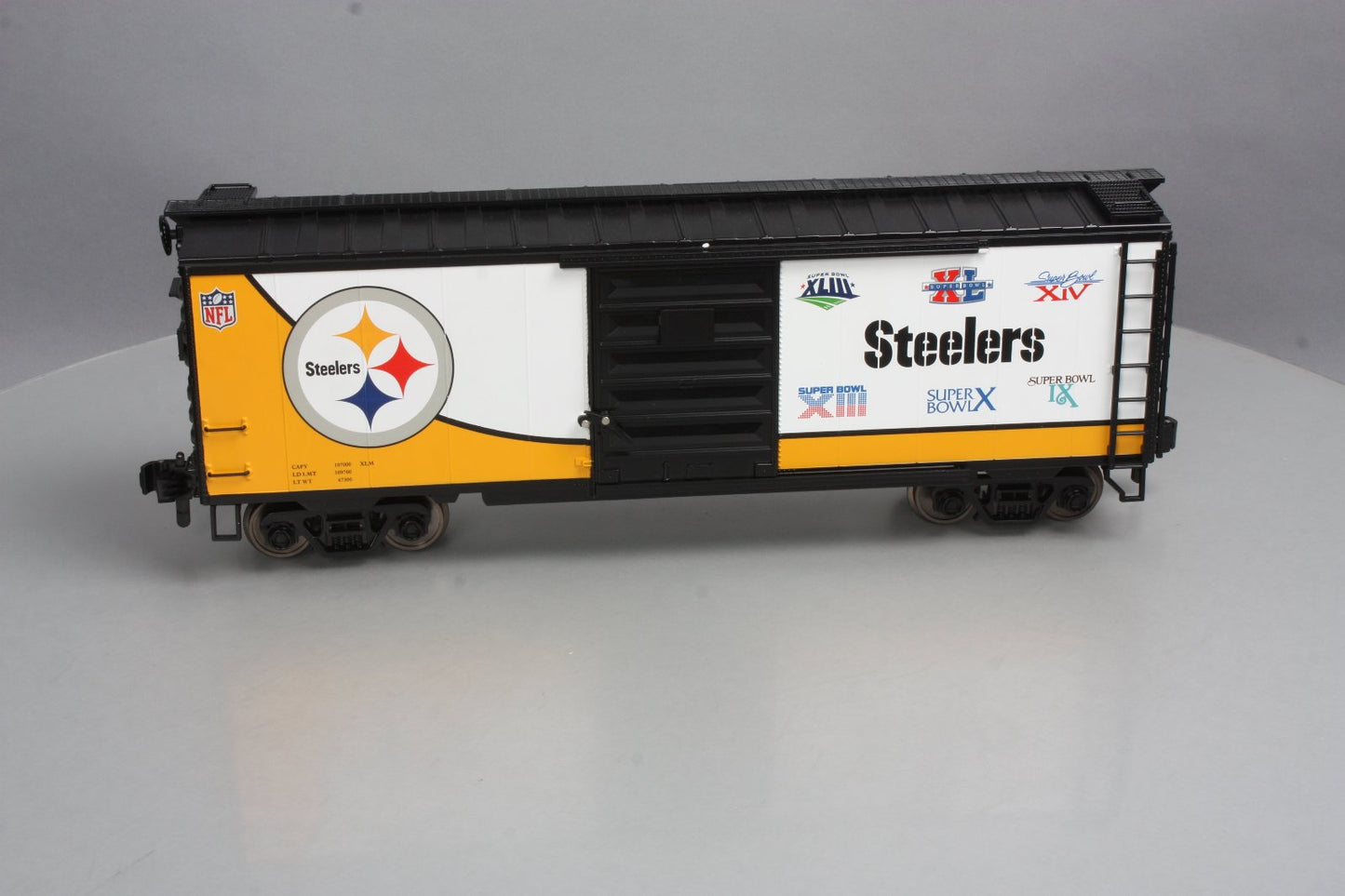 MTH 70-74077 G Scale Pittsburgh Steelers (All) 40' Metal Wheels Boxcar