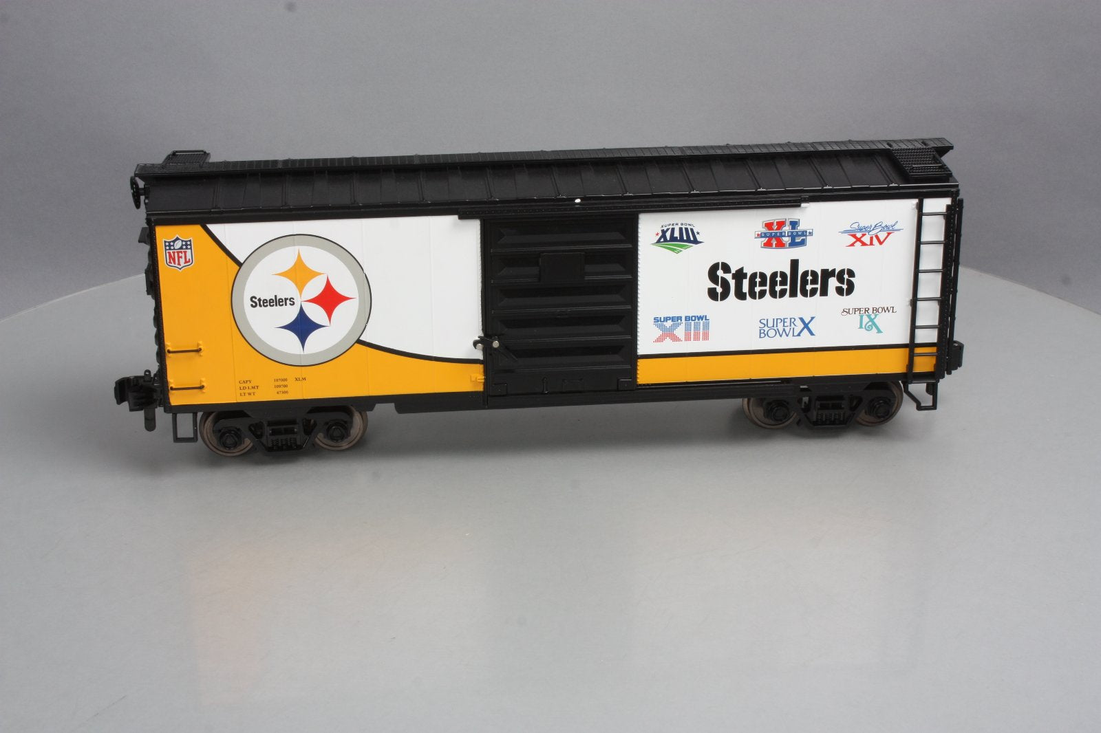 MTH 70-74077 G Scale Pittsburgh Steelers (All) 40' Metal Wheels Boxcar